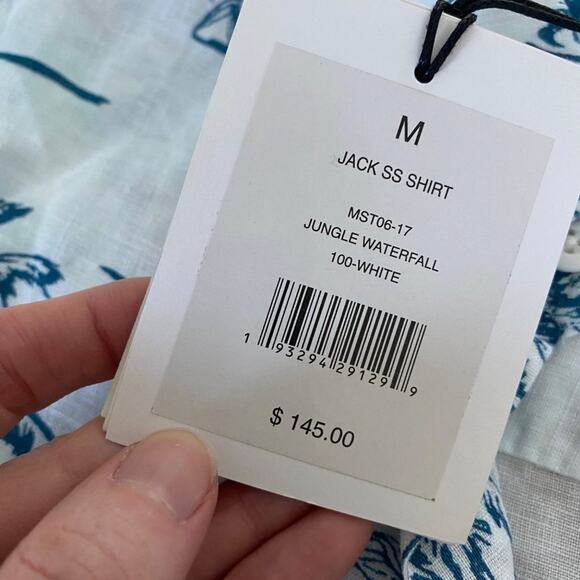 Onia Jungle Waterfall Jack Shirt in Blue and White - Picture 4 of 4